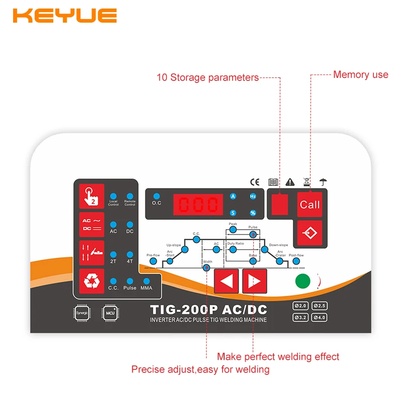 KEYUE TIG200P AC DC портативный однофазный 220 В алюминиевый сварочный инвертор цифровой