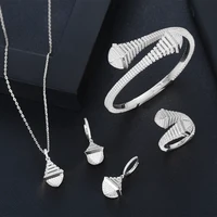 godki luxury gorgeous three dimensional necklace earrings bracelet ring jewelry cubic zirconia bridal women wedding jewelry sets