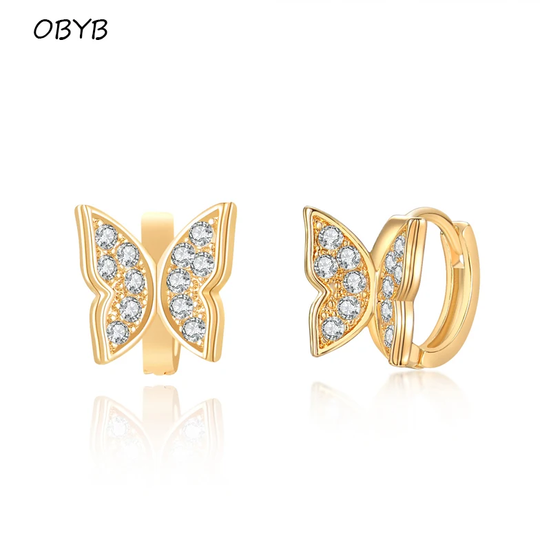 

New 18K Real Gold Plating Cute Butterfly Earrings Fashion Hoop Earrings For Women Elegant Gifts Wholesale Cheap Factory Price