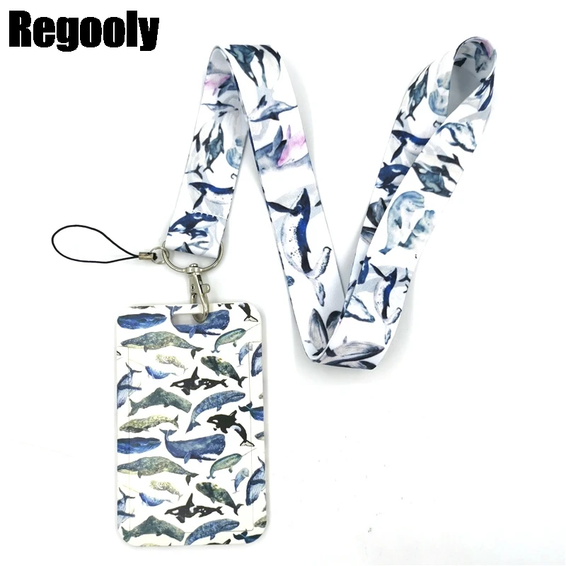 

Ocean Marine Whale Art Cartoon Anime Fashion Lanyards Bus ID Name Work Card Holder Accessories Decorations Kids Gifts