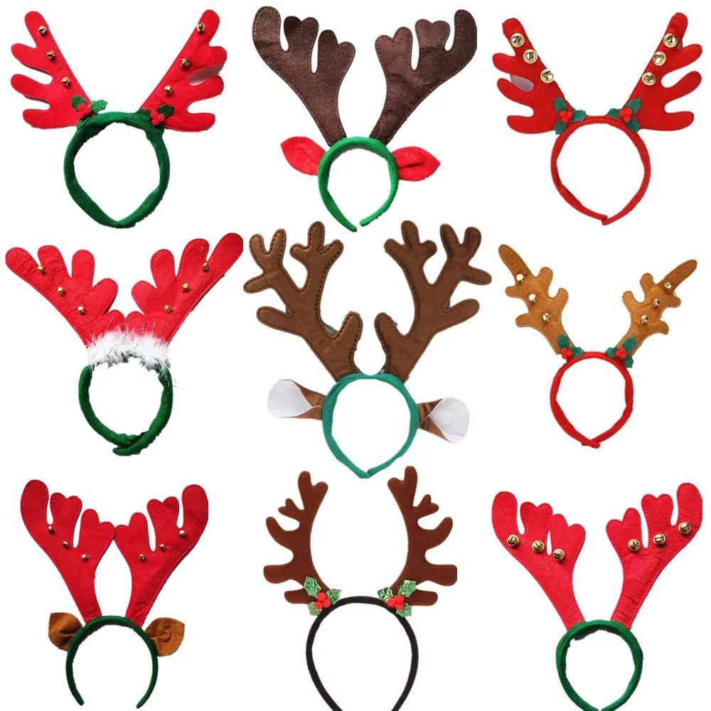 

Christmas Antlers Headdress Clip Red Head Buckle Antlers Headband Shining Headdress Light Included Party Decoration Props 2021