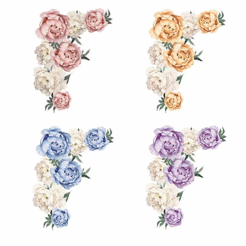 

Hot Large Four-Color Peony Wall Stickers Home Decor Living Room Bedroom Background PVC Sticker Art Mural Kindergarten Gift