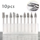 10 шт. 18 дюйма хвостовик карбид вольфрама роторные сверла для металла заусенцы двойной Алмазный фреза мини-Коническое сверло набор