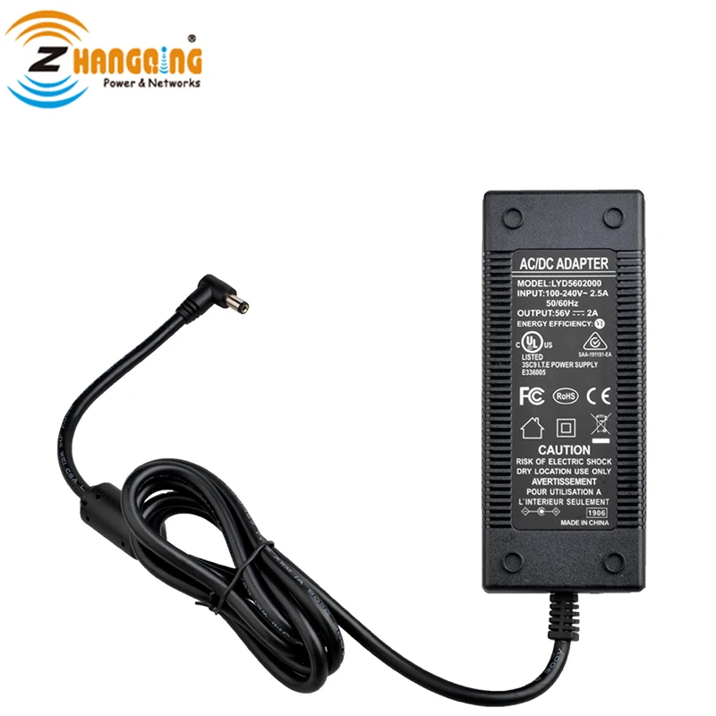 56V120W Power Supply with UL CE FCC Approved for Active PoE Products CISCO MikroTik devices Power cord included