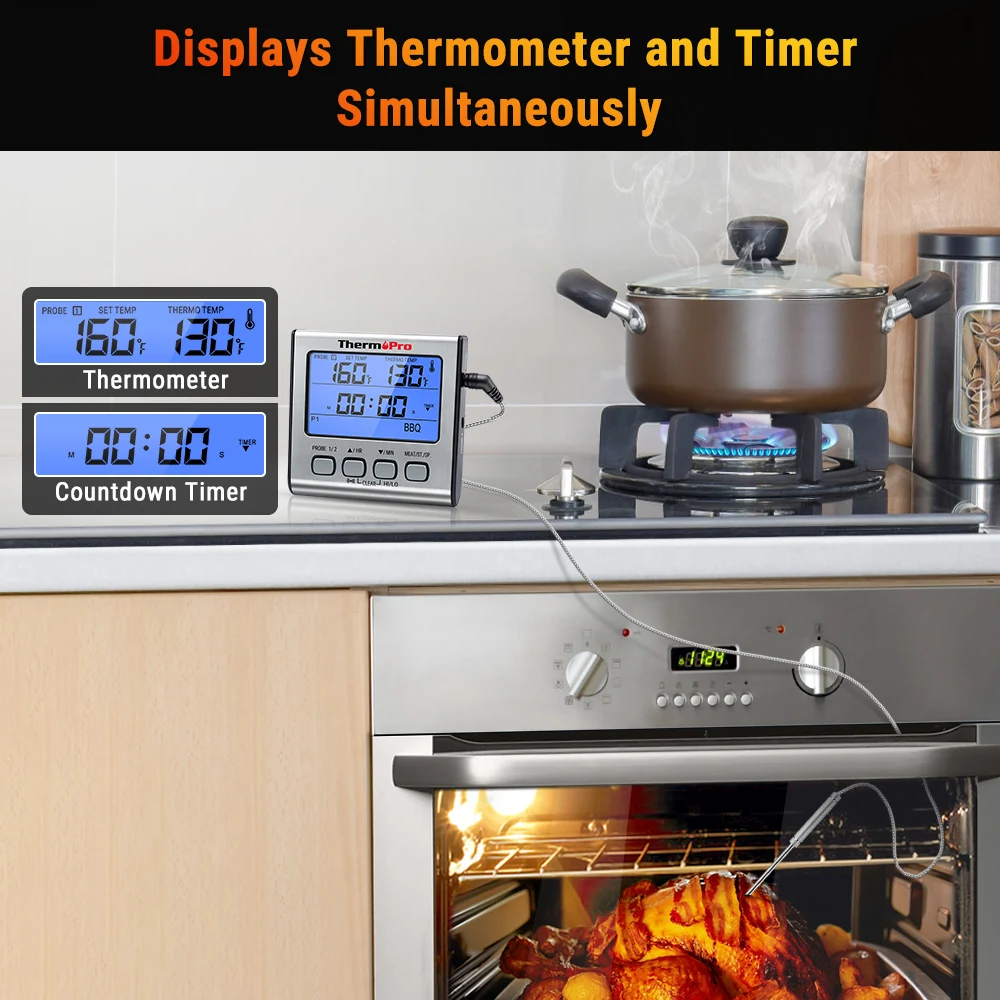 ThermoPro TP17 Цифровой Кухонный Термометр для духовки Мяса термометр с таймером
