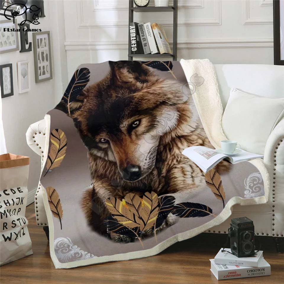 Одеяло с капюшоном wolf love шерпа 3D полностью печатное носимые одеяла Флисовое