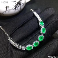 kjjeaxcmy fine jewelry 925 sterling silver inlaid gemstone emerald women hand bracelet vintage support detection