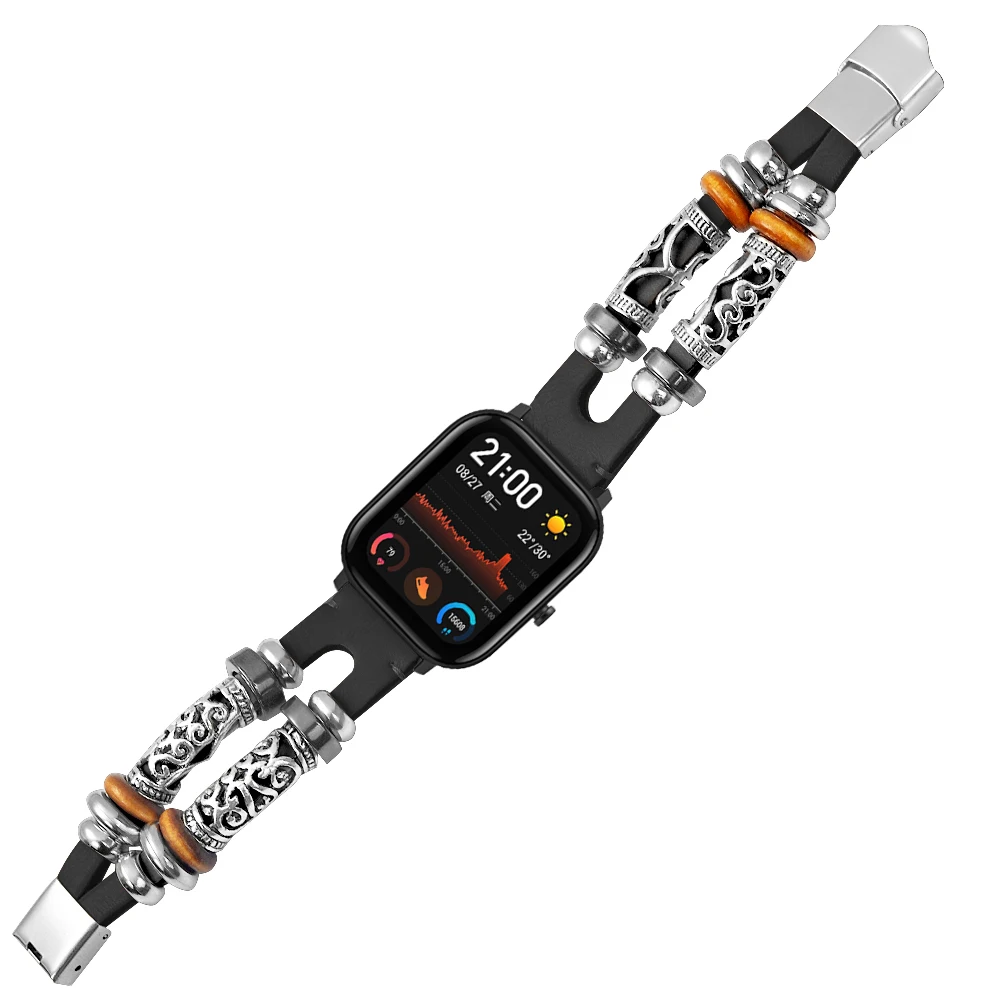 Для Amazfit GTS Band 20 мм DIY Индивидуальный винтажный металлический + кожаный сменный