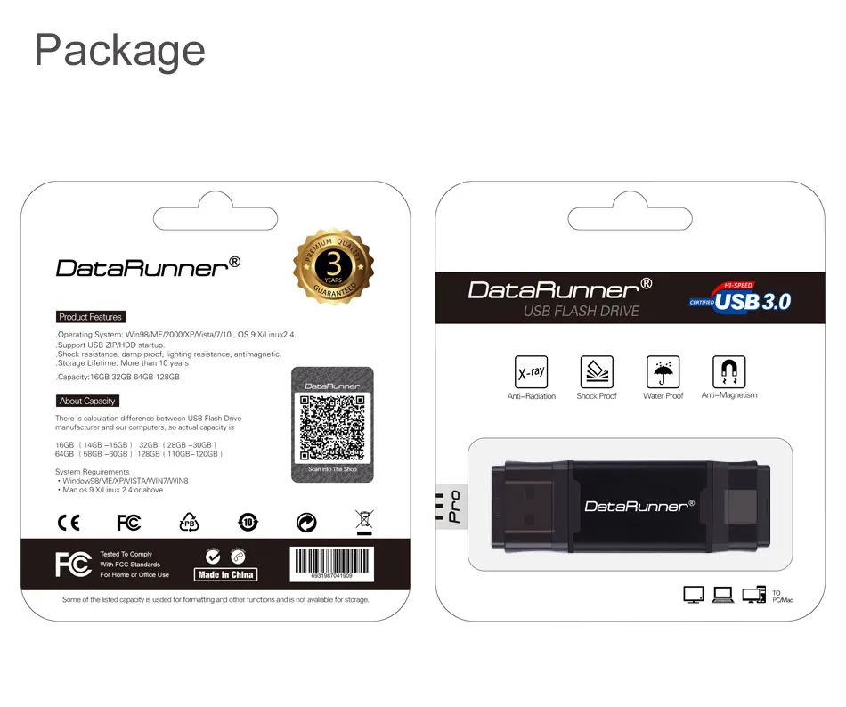 USB флеш-накопитель DataRunner type C, USB флешка, 3,0, 512 ГБ, 256 ГБ, 128 ГБ, 64 ГБ, 32 ГБ, внешний накопитель, флешка для type-C/PC