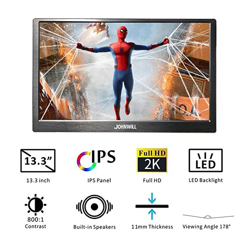 Портативный hdmi монитор 13 3 дюйма 2k ПК ЖК экран ips дисплей 15 6 игровой компьютер для
