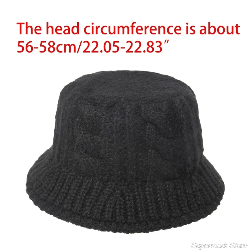 

Women Men Chunky Cable Knit Hip Hop Bucket Hat Autumn Twist Striped Crochet Solid Color Sunscreen Windproof My05 21 Dropshipping