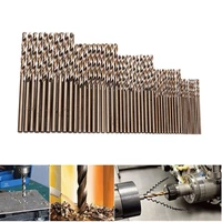 50pcs cobalt coated woodworking drill bits 6542 high speed steel round handle twist drill bits set tool high quality power tools