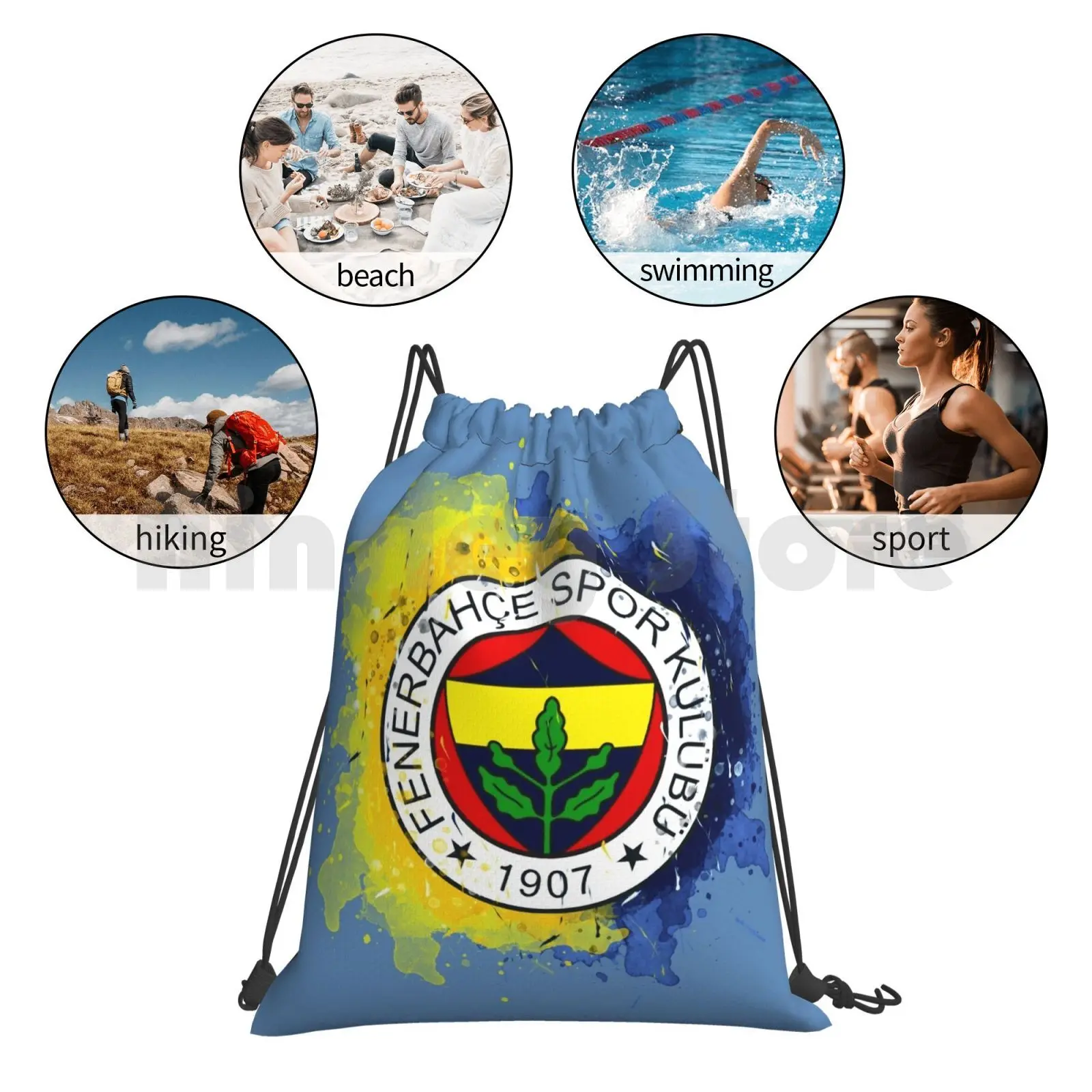 

Fenerbahce Istanbul Watercolor Design Backpack Drawstring Bag Riding Climbing Gym Bag Fenerbahce Galatasaray Besiktas