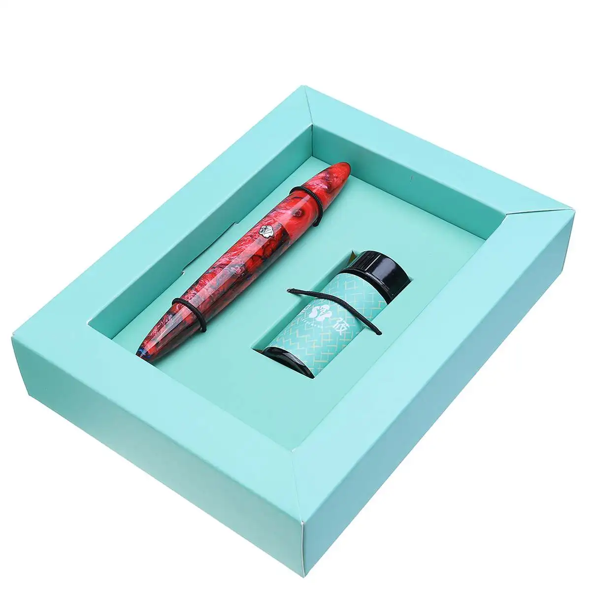 

High-end Red Resin body Fountain Pen 0.38 mmExtra Fine\0.5 mm Fine Nib Converter Stationery Office School Supplies Ink Pen Gift