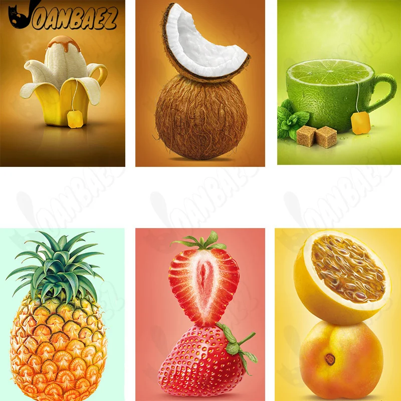 

Fresh Fruit Diamond Painting Strawberry Pineapple Passion Fruit 5D Diy Wall Art Mosaic Embroidery Inlaid Room Decoration