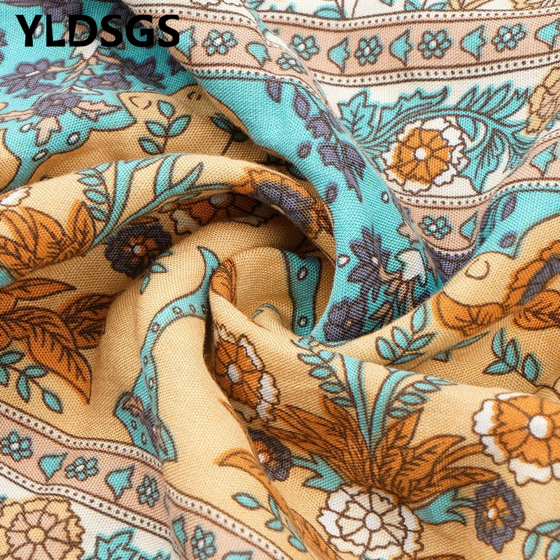 

YLDSGS 2021 Spring Print Short Dress Women Casual V Neck Bohemian Short Sleeve Dress For Woman Fashion Sexy Summer Dress