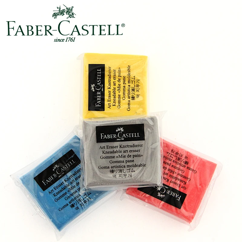 

Ластик для моделирования Faber Castell 127120, мягкая глина для разминания с углем, 4 цвета на выбор, синий/серый/красный/желтый, 1 шт.