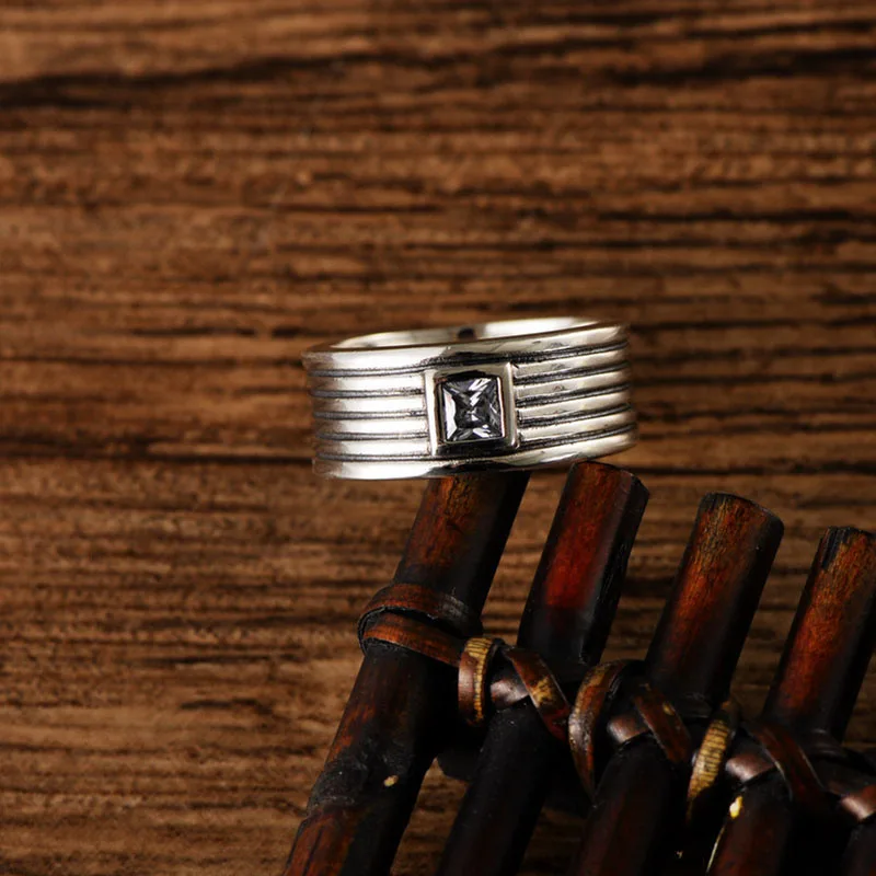 

Мужское и женское кольцо MeibaPJ, изысканное Подарочное ювелирное изделие из серебра 925 пробы с квадратным цирконием и широкой полосой