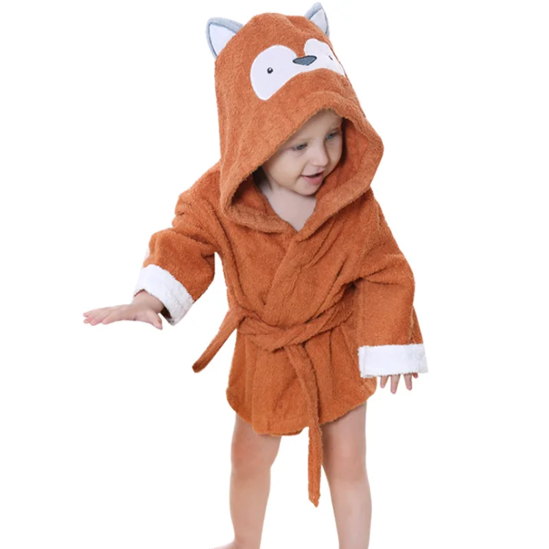 

2-6 year Baby Robe Cartoon Hoodies Girl Boys Sleepwear Good Quality Bath Towels Kids Soft Bathrobe Pajamas Children's Clothing