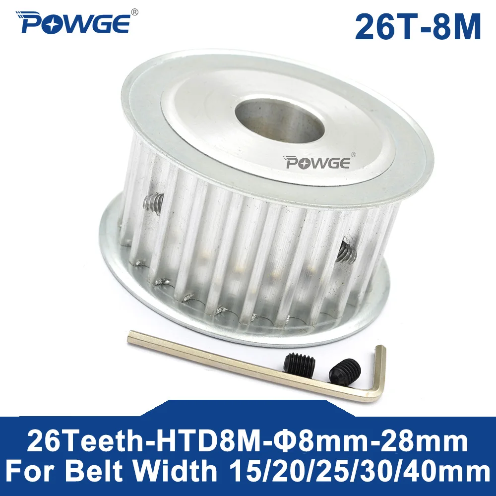 Синхронный шкив с зубцами POWGE Arc HTD круглым отверстием 8-28 мм для ремня шириной