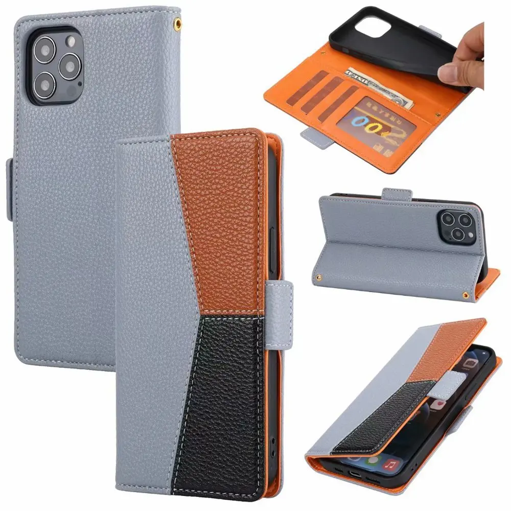 

LANCASE For iPhone 12 PRO MAX Soft TPU Stand Case Leather Flip Cover For iPhone 6 7 8 Plus 6S 11 XR XS MAX Case Wallet Coque