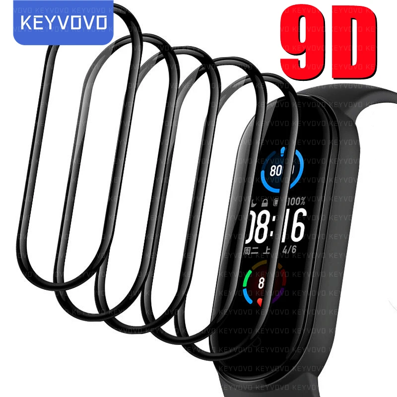 Защитное стекло 9D для фитнес-браслета Xiaomi Mi Band 6 5 4 мягкая пленка 1/2/3/5 шт. |