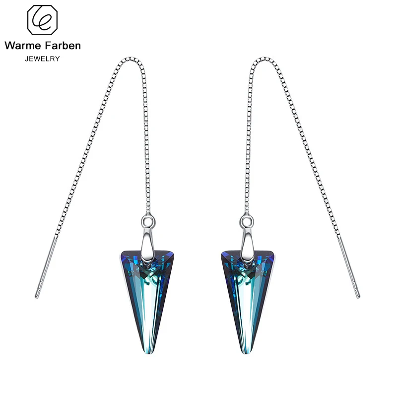 Warme icht 925 серебряная серьга украшенные кристаллами Swarovski треугольные серьги