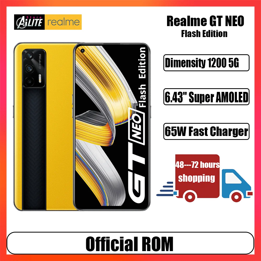 Realme GT Neo Flash Edition 5G мобильного телефона Dimensity 1200 смартфон 6,43 