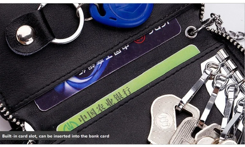 Miyahouse Genuine Leather Design Unisex Key Wallet High Quality Multi Function Key Bag With 6 Rings Ladies Housekeeper Key Holde