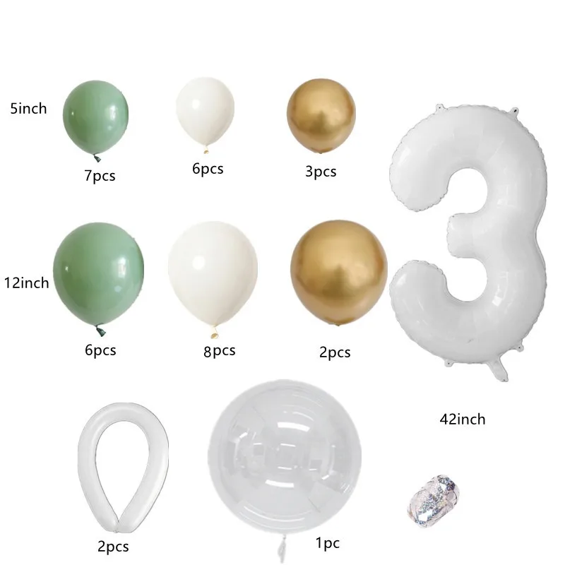 33 шт. на день рождения авокадо зеленый подставка для воздушных шаров белый цифры