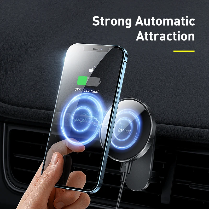 baseus magnetic car phone holder wireless charger for iphone 13 iphone 12 pro max wireless charging car charger phone holder free global shipping