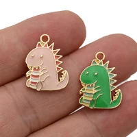 5pcs enamel gold color dinosaur charms pendant for jewelry making earrings bracelet necklace accessories diy craft findings