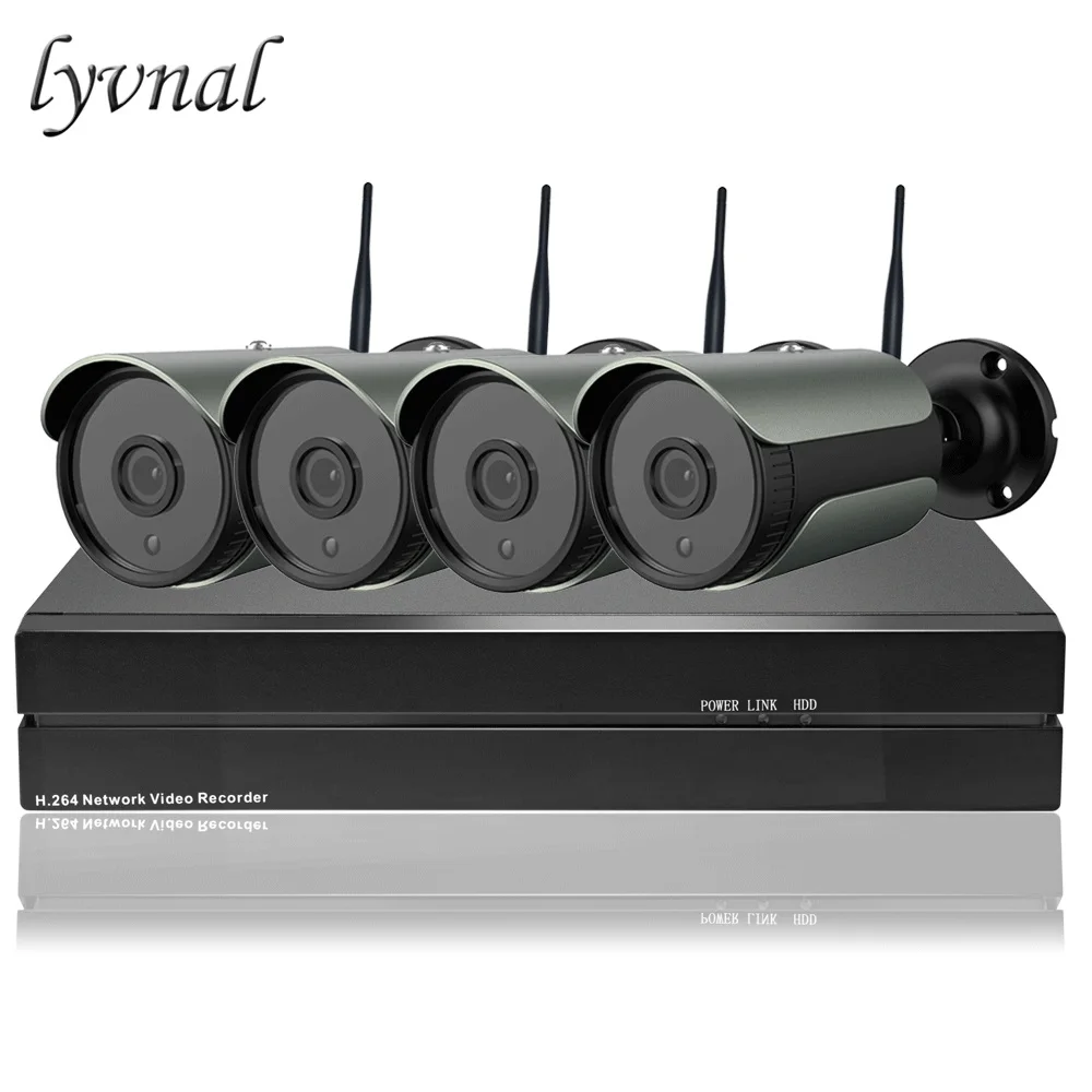 Серый LYVNAL 4CH wi-fi-комплект H.265 SONY 1080P WiFi камера пуля беспроводная камера безопасности p2p наблюдение ONVIF 8ch 5mp 2mp NVR комплект - Цвет: Серый