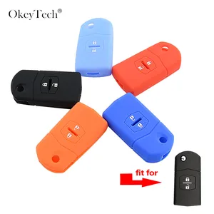 OkeyTech 2 кнопочный силиконовый флип-чехол для автомобиля для MAZDA 3 2 6 CX7 CX9 RX8 MX5 MPV Demio дистанционный БЕСКЛЮЧЕВОЙ автомобильный аксессуар