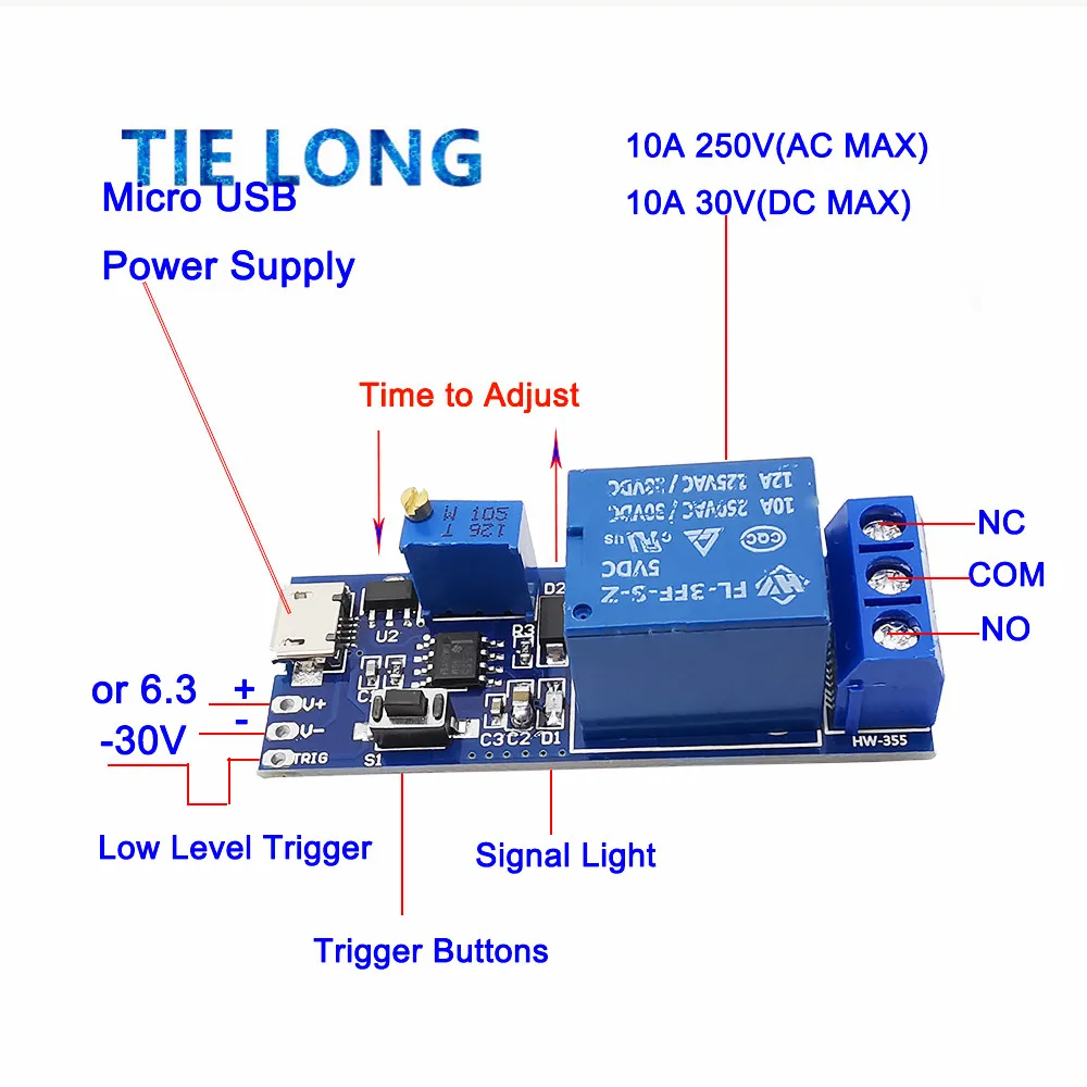 Умное управление электроникой регулируемый релейный таймер задержки 5-30 в с