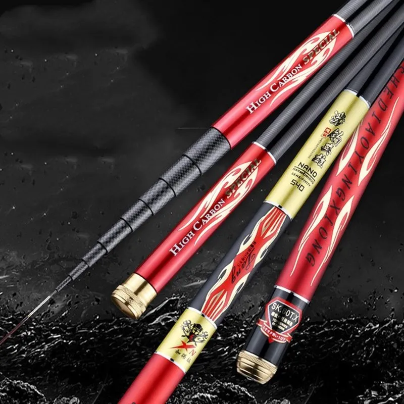 

High Quality Super Light Hard Stream Fishing Rods3.6/4.5/5.4/6.3/7.2m Carbon Fiber Telescopic Fishing Hand Pole for Carp