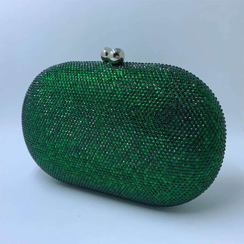 green Новая овальная Золотая Женская сумочка, вечерние клатчи и вечерние сумки с кристаллами и стразами, вечерние платье для свадьбы выпускного - Цвет: green