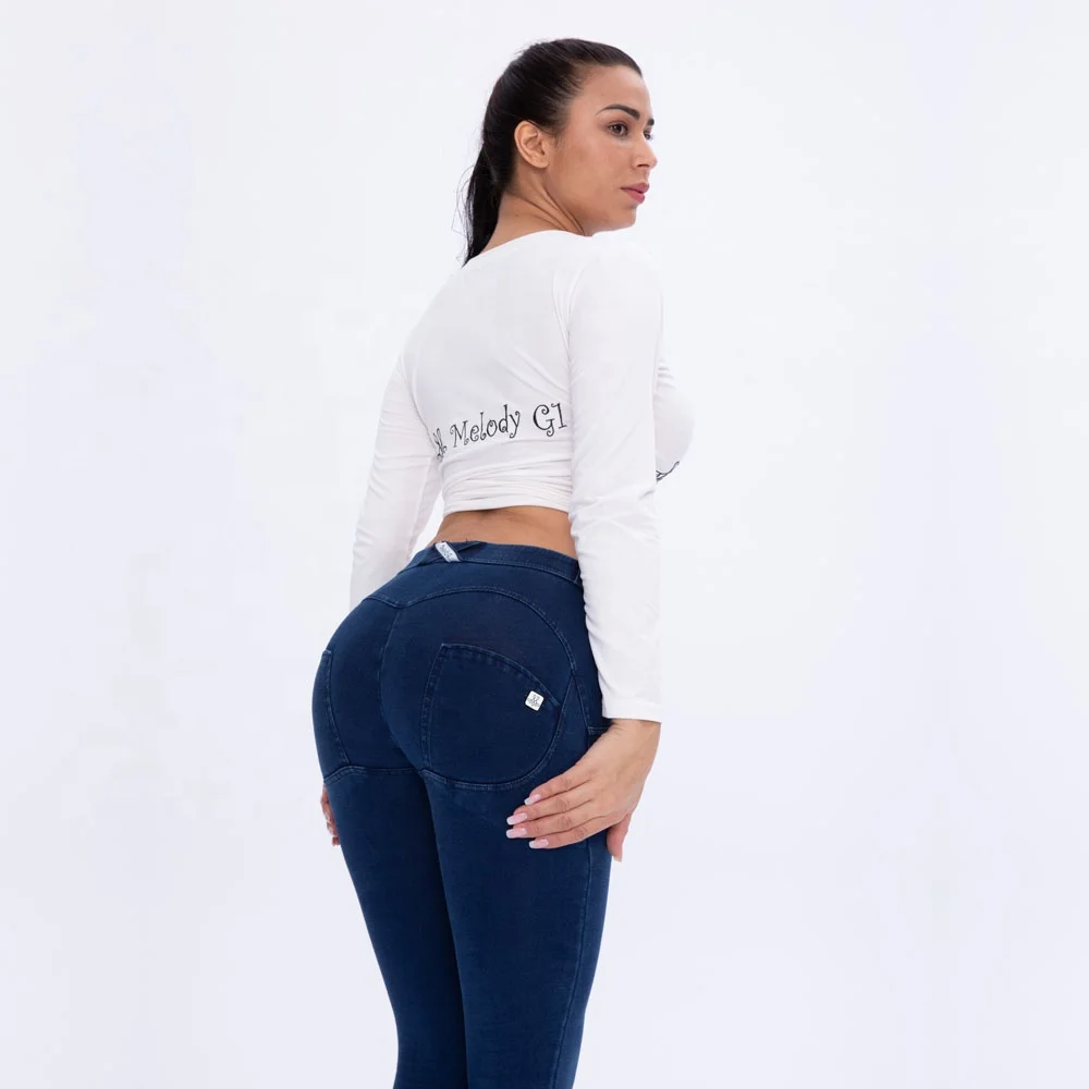 

Up Lift Hip Leggings Supplier Custom Design Stretch Jeans Sports Denim Leggings Fitness Women Elastic Jeans Leggings Pencil Pant