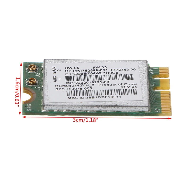 

New BCM943142Y 802.11b/g/n Bluetooth 4.0 WLAN 150Mbps NGFF Wireless Wifi Card