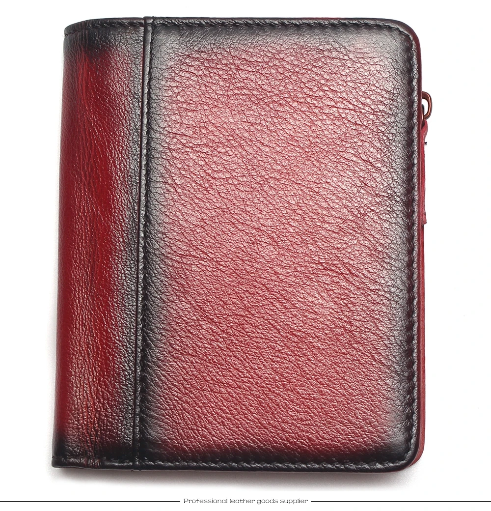 Natural Leather RFID Blocking Men's Top Layer Leather Brushed Wallet Handmade Retro Wallet Pure Leather Leather Coin Purse
