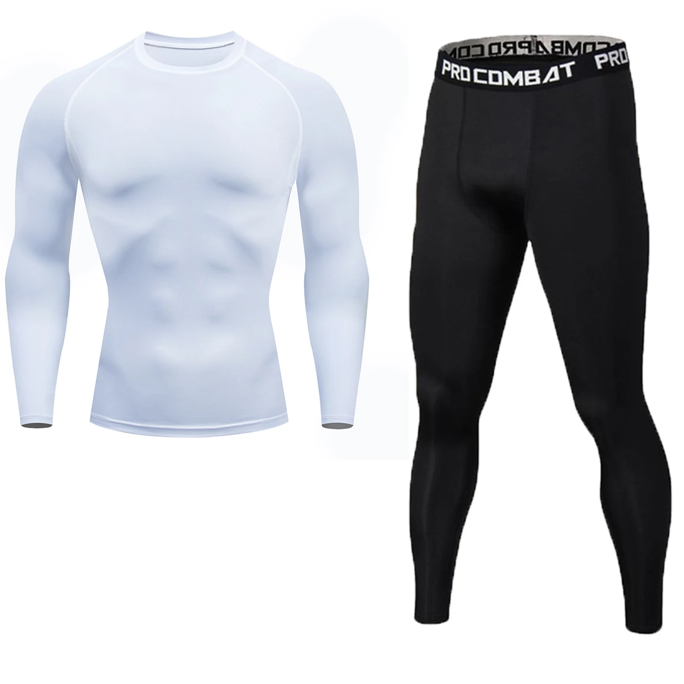 Мужской костюм для фитнеса компрессионная рубашка + леггинсы брендовая