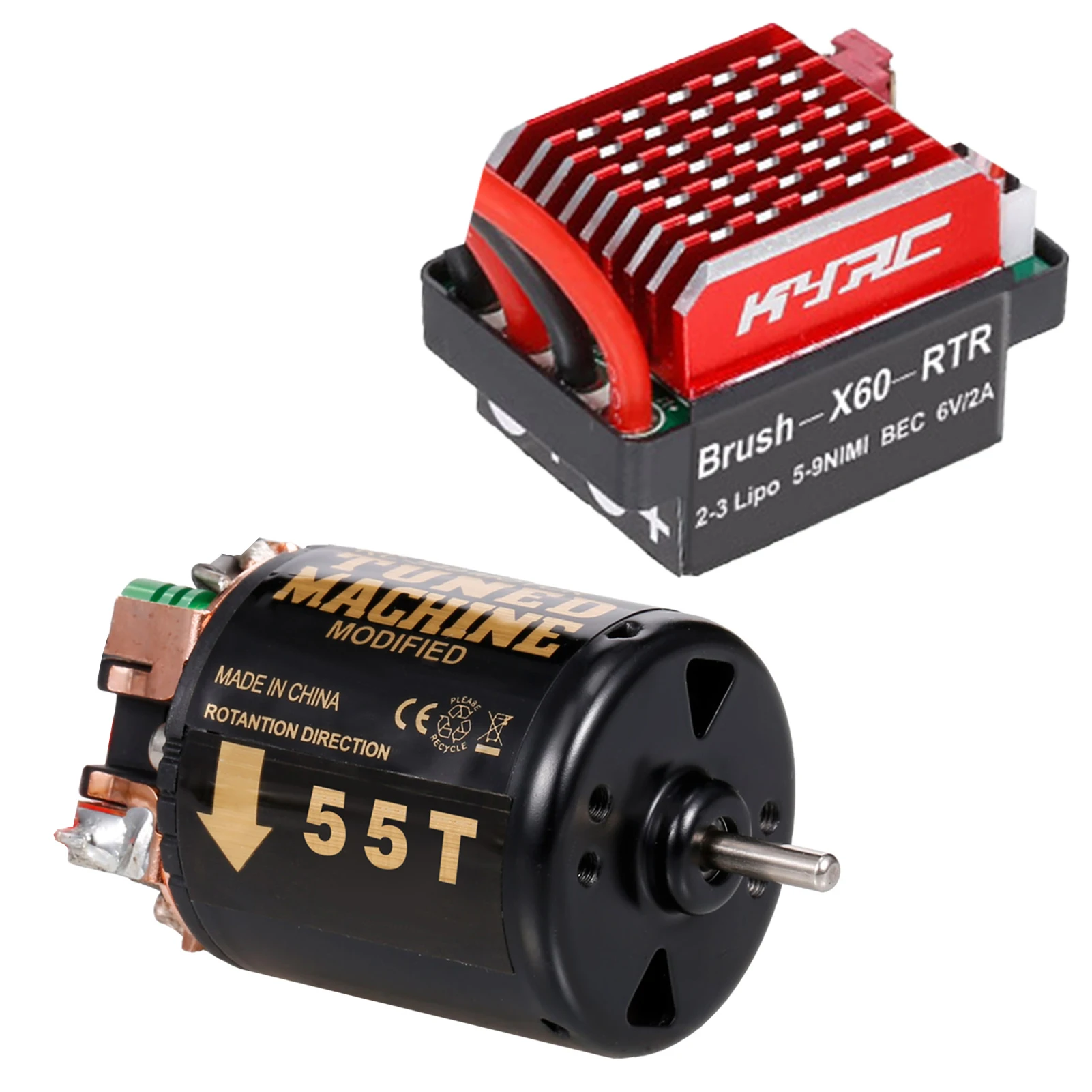 540 щеточный двигатель RC Crawler Motor 35/45/55T 3 слота и 60A ESC Электрический контроллер