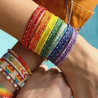 bohemian bracelet bangles retro ethnic miyuki bead fabric hand woven rainbow couple bracelet jewelry for women pulseras armband