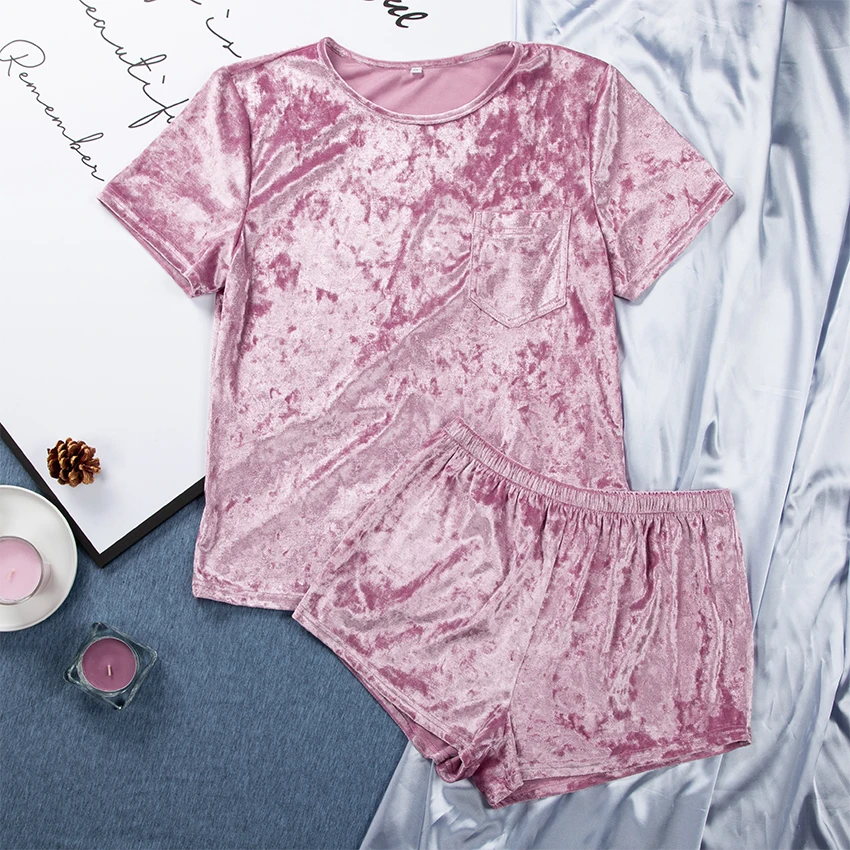 HiLoc бархатный теплый пижамный комплект одежда для сна однотонный из 2 предметов