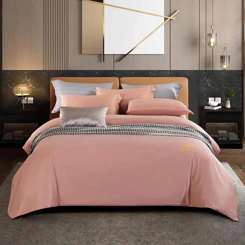 

Комплект постельного белья для отеля, размер queen, king, пододеяльник, простыня, набор из 4 предметов, толстая, с начесом, с вышивкой, простыня на резинке, зима