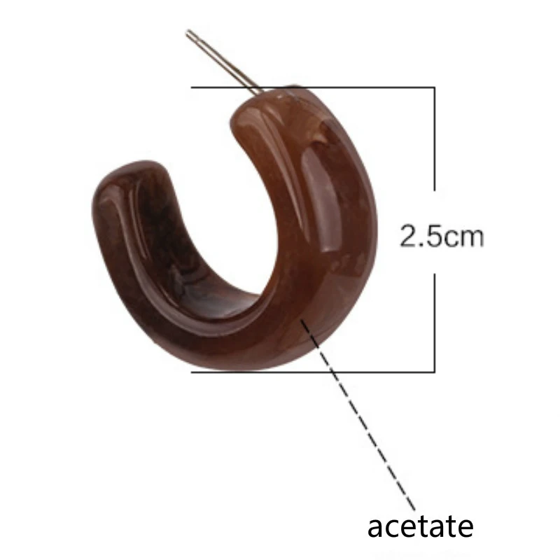 Винтаж Малый Корея простой дизайн с канифоль обруч акриловые серьги для женщин