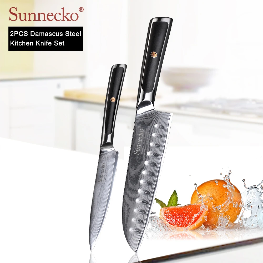 SUNNECKO Премиум Santoku Универсальный нож дамасский японский VG10 Core стальной клинок G10