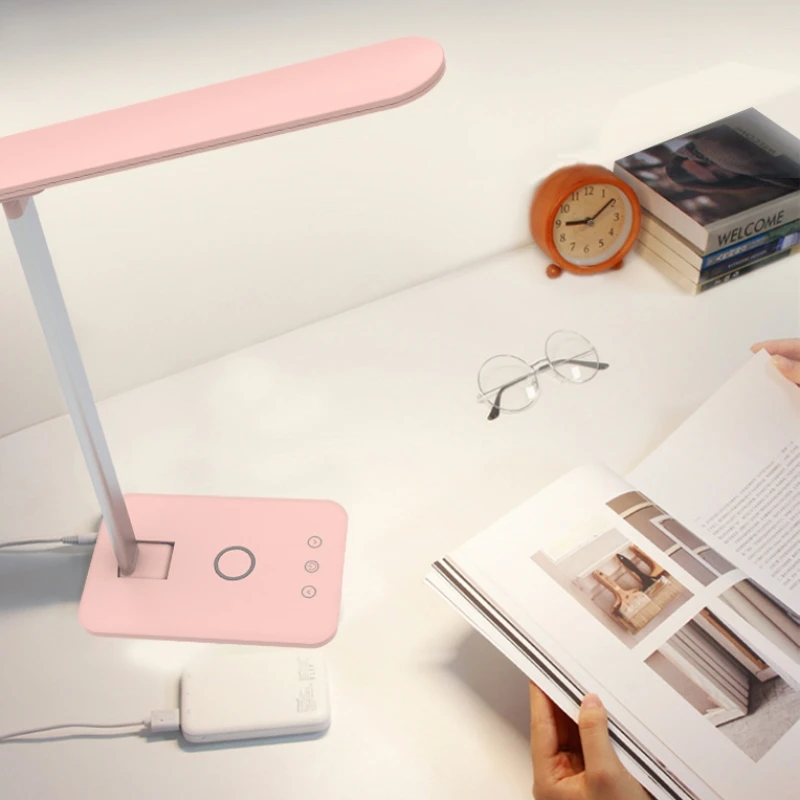 

Smart Touch Wireless Charging Led Desk Lamp with Calendar Temperature Alarm Clock Bedroom Foldable Eye Protect Reading Light