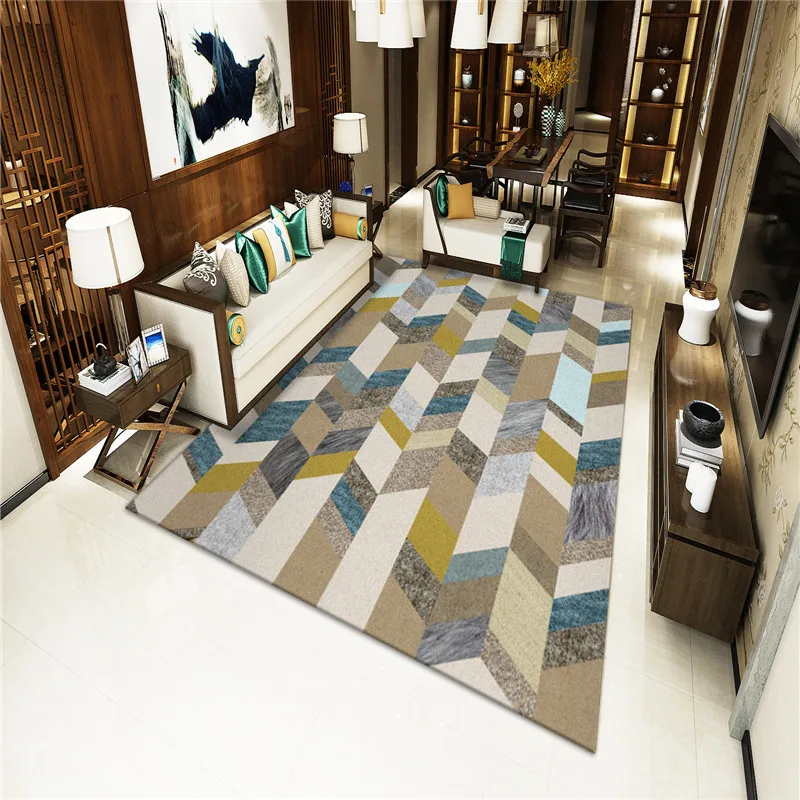 

Fashion Parlor Rug Soft Anti-slip Bedroom Bedside Mat Kitchen Balcony Area Rug Abstract Large Living Room Carpet Hand Wash