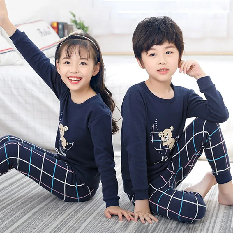 2019 Детские пижамные комплекты хлопковые пижамы с принтом для малышей одежда сна